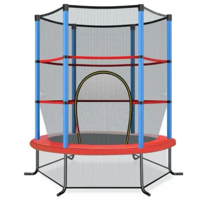 Ø140cm Gartentrampolin mit Sicherheitsnetz Trampolin bis 135KG Belastbar für Kinder ab 3 Jahre blau