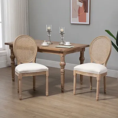 2er Set Boho-Style Esszimmerstühle Vintage Rattan