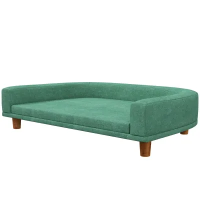 Hundebett Hundesofa Haustiersofa, Eukalyptusholz, 98 x 67 x 25 cm, Grün
