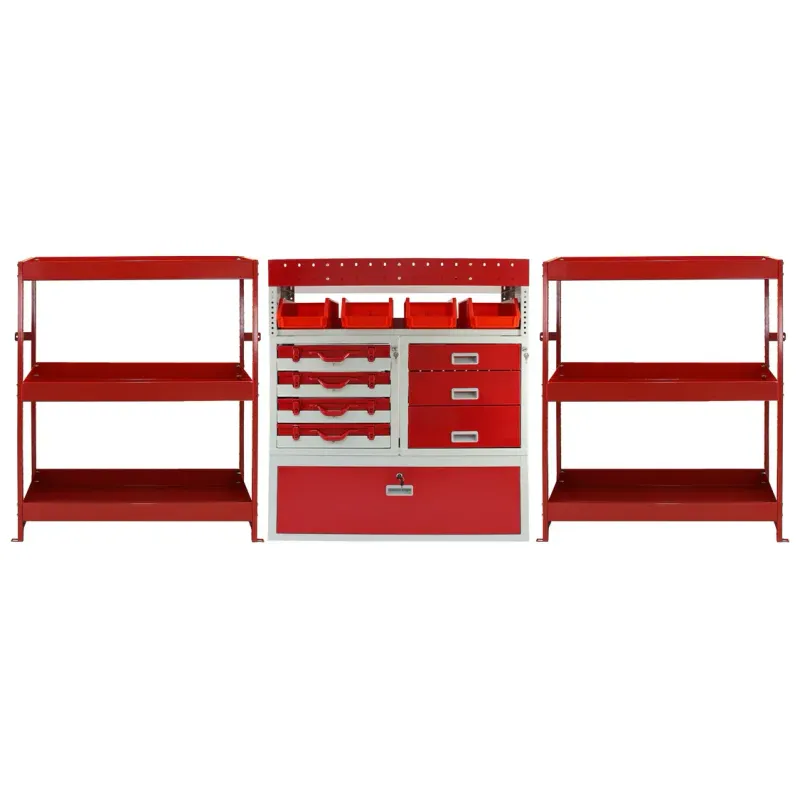 Set: Firecracker Fahrzeugeinrichtung – abschliessbare Regaleinheit + 2 Volcano Regale, Stahl, 116,5 x 115 x 34,8 cm, 60 kg