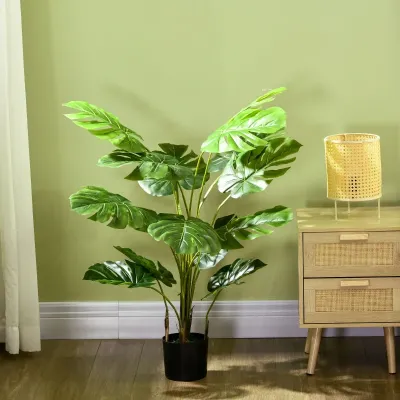 Realistische Kunstpflanze Monstera Deliciosa, 17,5 cm x 17,5 cm x 120 cm, Grün
