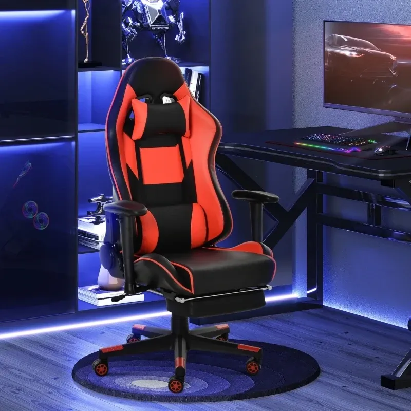 Gaming Stuhl mit Wipp- &amp; Liegefunktion rot schwarz
