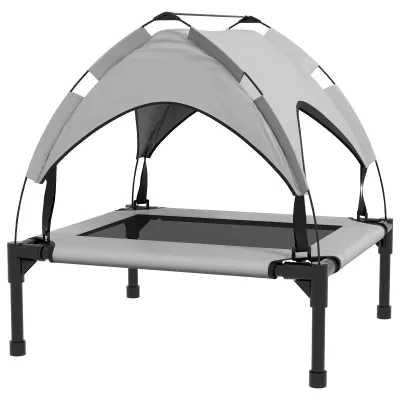 Hundebett Katzenbett mit Dach, atmungsaktiv, wasserabweisend, bis 20 kg, 76 x 61 x 69,5 cm, Hellgrau