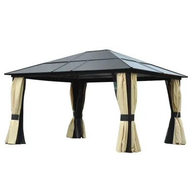 Luxus Pavillon Alu mit lichtdurchlässigem PC Dach Partyzelt Gartenzelt 430 x 360 x 265 cm