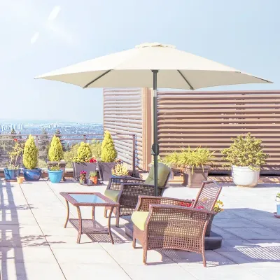 Sonnenschirm Gartenschirm mit Handkurbel Alu Cremeweiss Ø2,7 x 2,35 m