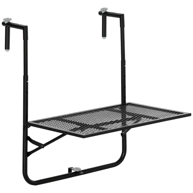 Balkonhängetisch klappbar, Hängetisch aus Metall wetterfest Balkontisch 60x40 cm Schwarz