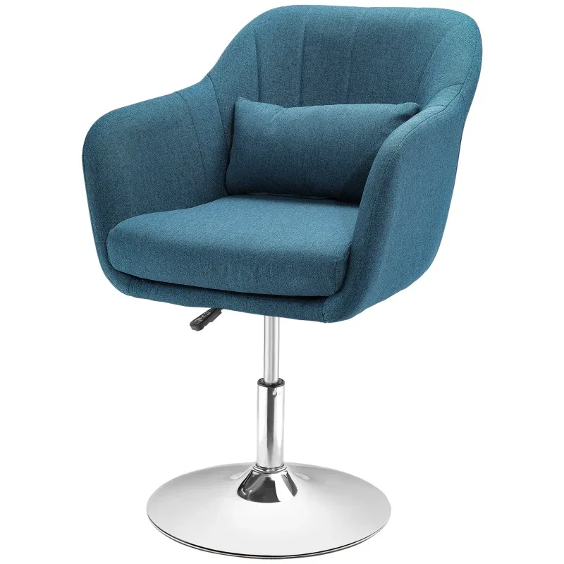 Lounge-Sessel Relaxsessel Schlafsessel mit Lendenkissen höhenverstellbar 360° drehbar verchromter Metallfuss - blau