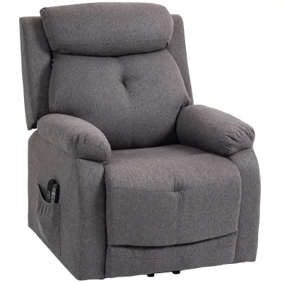 Elektrischer Aufstehsessel mit Massage &amp; Wärme – USB, 150° Liegen, Fussstütze, 86x94x105 cm, Grau