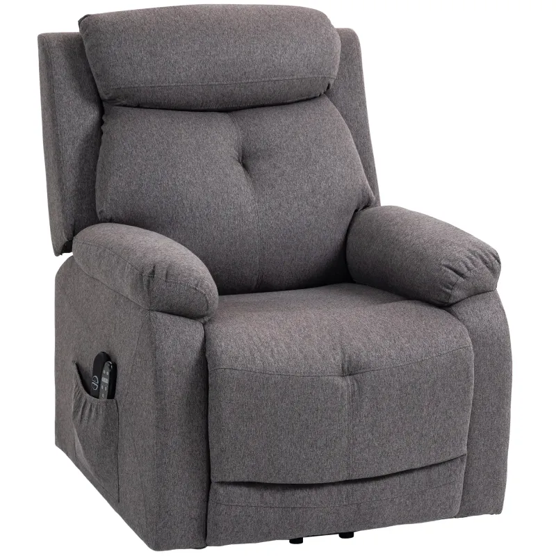 Elektrischer Aufstehsessel mit Massage &amp; Wärme – USB, 150° Liegen, Fussstütze, 86x94x105 cm, Grau