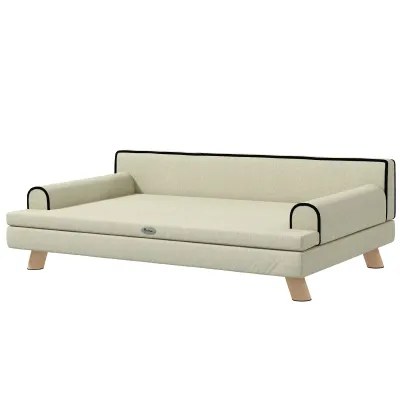 Hundesofa Hundebett skandinavisches Design weiches Kissen 100L x 62B x 32H cm beige