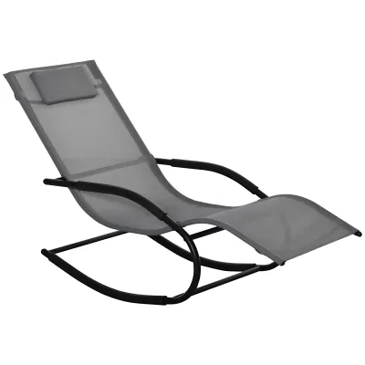 Schaukelstuhl mit ergonomischem Rocking Chair mit Kopfstütze und Armlehnen Grau