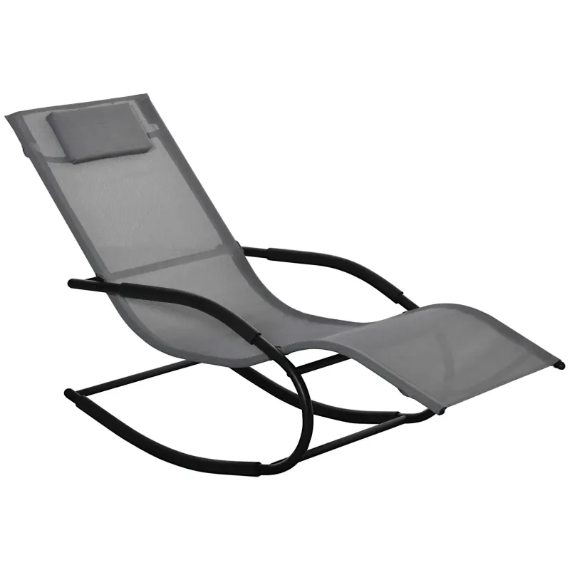 Schaukelstuhl mit ergonomischem Rocking Chair mit Kopfstütze und Armlehnen Grau