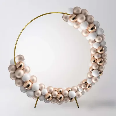 Runder Hochzeitsbogen 2 m – gold | Blumen‑ &amp; Ballonbogen, zerlegbar, Tasche