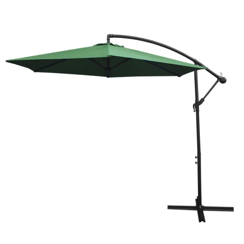 3m Freischwinger Sonnenschirm grün – freitragend, Kippfunktion, Kurbel, Hülle