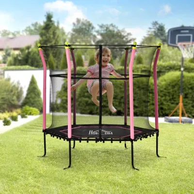 Trampolin für Kinder 162 cm x 162 cm x 163,5 cm rosa