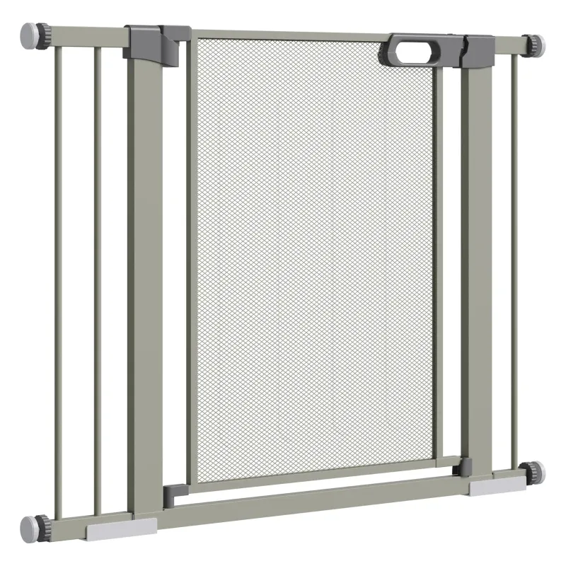 Hundegitter grau, 75–103 cm, selbstschliessend, Doppelverschluss, Treppenschutzgitter