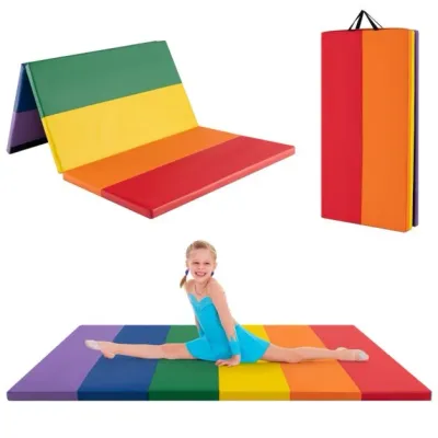 Turnmatte klappbar Weichbodenmatte Gymnastikmatte 5 fach faltbar aus PU mit Tragegriff 180 x 120 x 4 cm