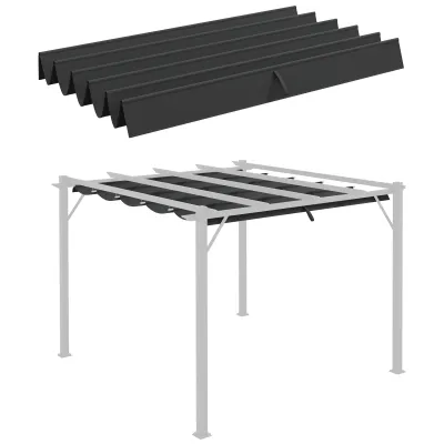 Ersatzdach für 3x3m Pergola, Pavillon, mit Wasserablauflöchern, 2,50 x 2,55 m, Dunkelgrau