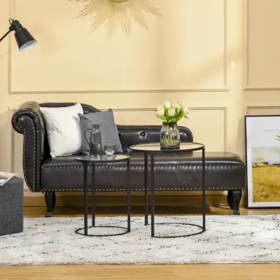 2er-Set Glastisch, stapelbar, modernes Design,Schwarz + Transparent