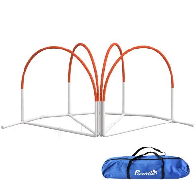 Agility-Set Hunde 4-teilig – Kunststoff, Tragetasche, Weiss/Orange