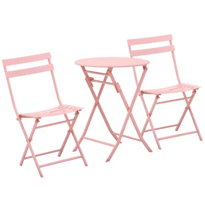 3-teiliges Bistro-Set Balkonset, klappbar, modernes Design, 51 x 58 x 78 cm, Rosa
