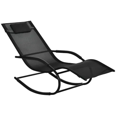 Schaukelstuhl mit ergonomischem Rocking Chair mit Kopfstütze und Armlehnen Schwarz