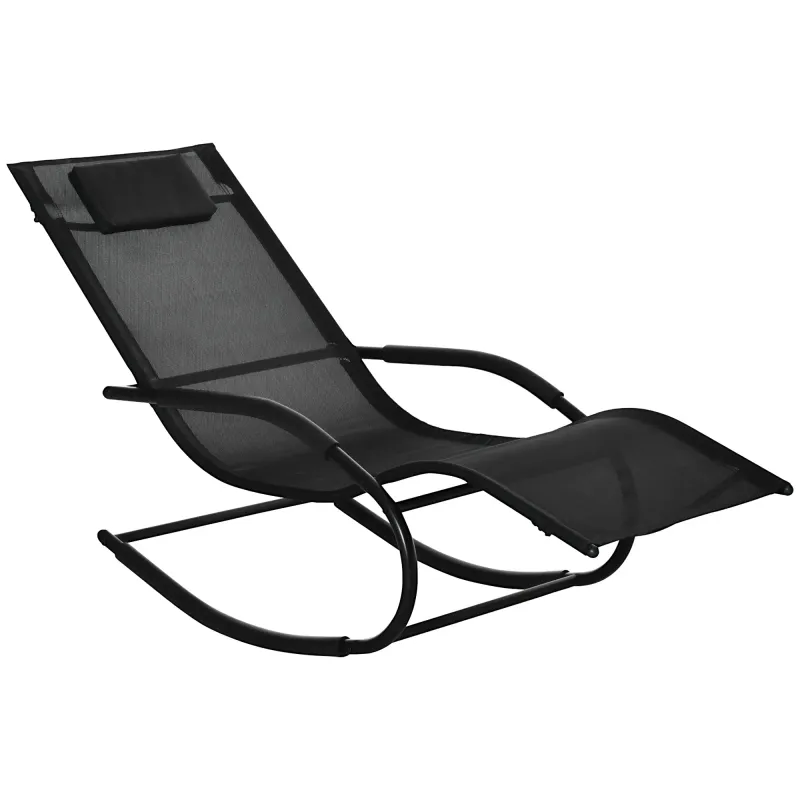 Schaukelstuhl mit ergonomischem Rocking Chair mit Kopfstütze und Armlehnen Schwarz