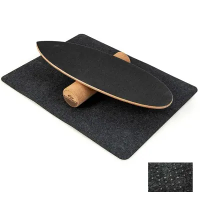 3-in-1 Balance Board aus Holz Wobble Board mit Rolle &amp; Decke Kit Schwarz