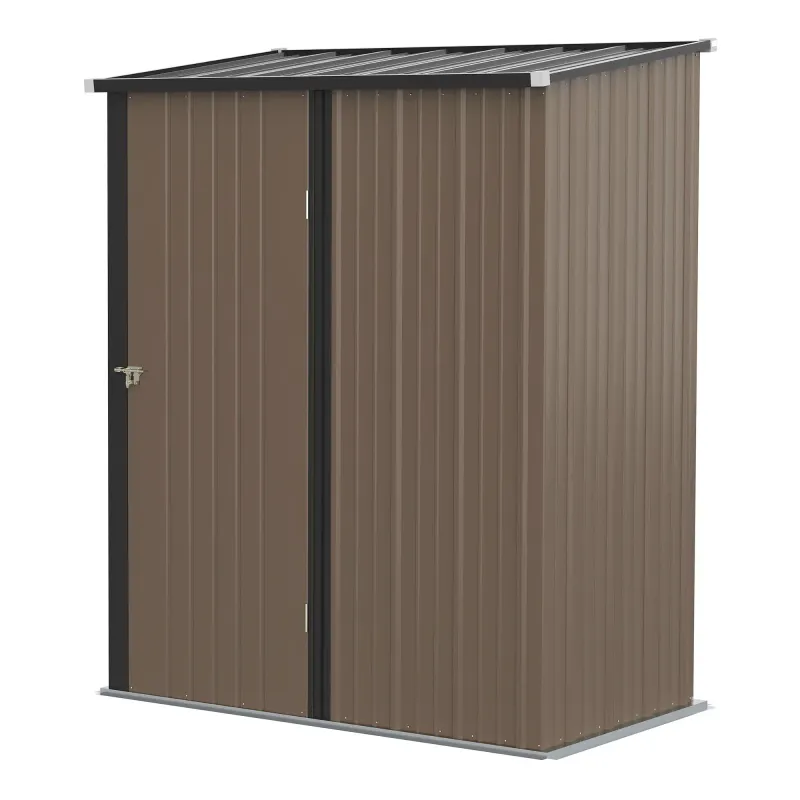 Gerätehaus mit Pultdach 1,34 m² Metall Gartenhaus Geräteschuppen verzinkter Stahl Braun 161,5 x 94,5 x 196 cm