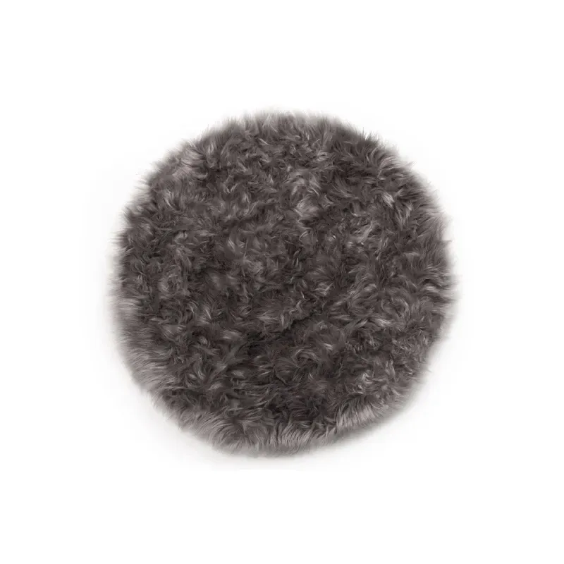Teppich rund Taupe Hochflor 80 cm rund