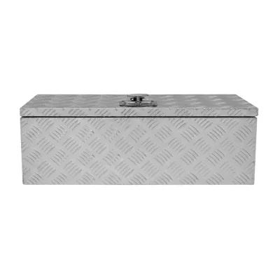 Aluminium‑Werkzeugkasten 60 L – abschliessbar, wasserdicht, Rautenblech, Gasdruckfedern, 74,5 x 32 x 25 cm