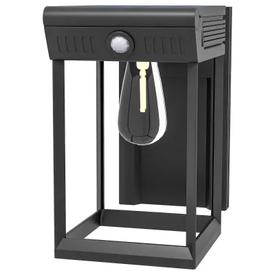 Garten-Solarlicht Aussenleuchte Solarlampe, wetterbeständig, Bewegungssensor, 14 cm x 24 cm x 24 cm, Schwarz