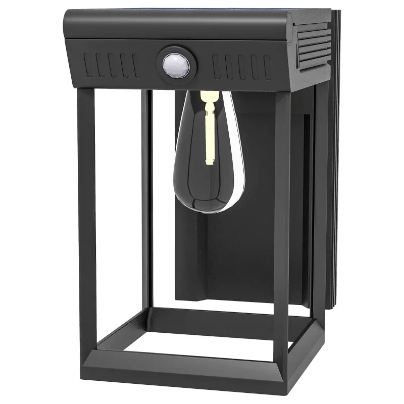 Garten-Solarlicht Aussenleuchte Solarlampe, wetterbeständig, Bewegungssensor, 14 cm x 24 cm x 24 cm, Schwarz