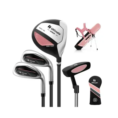 4-teiliges Kinder Golfschläger Set mit Golftasche &amp; Regenhaube Rosa