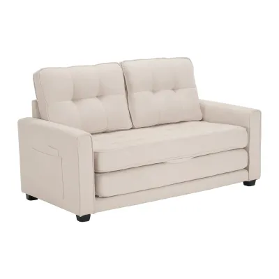 2-Sitzer Schlafsofa im modernen Design, ausklappbar, Beige