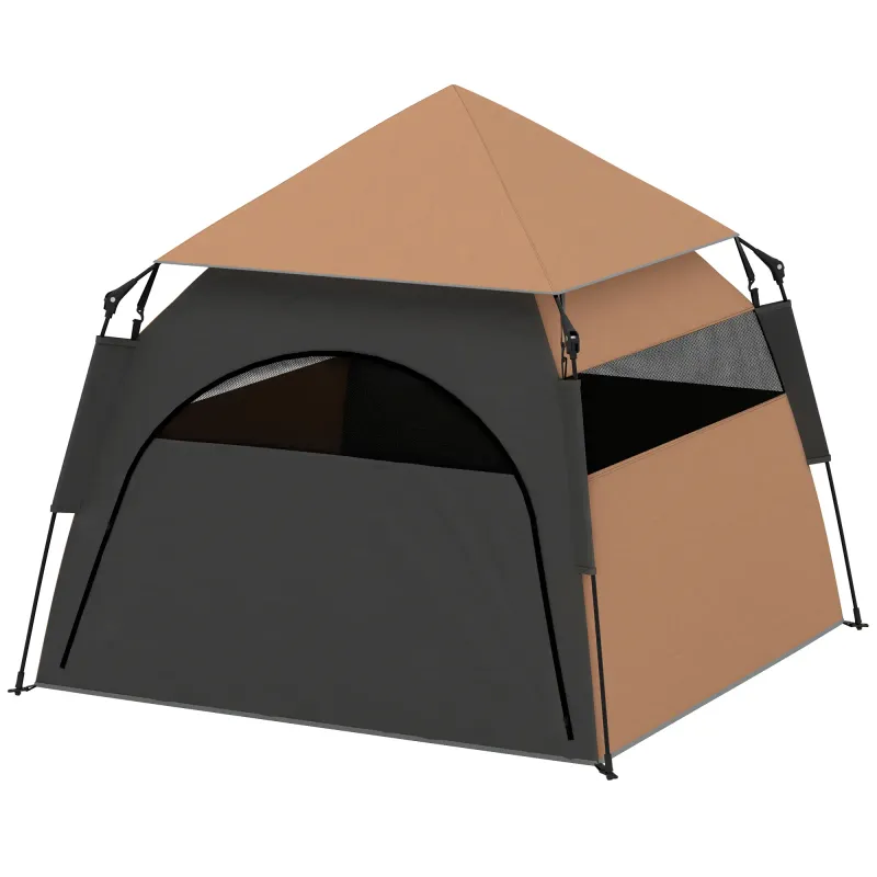 Camping-Haustierzelt – Hundezelt, Hundehütte klappbar, wetterbeständig, Dunkelbraun