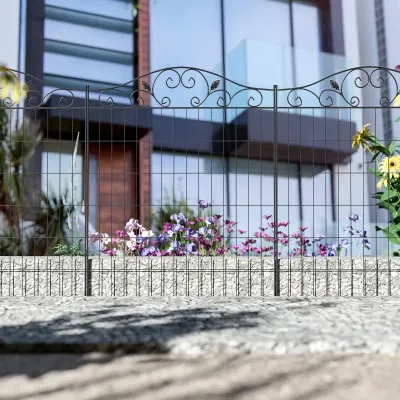 Gartenzaun Gitterzaun Zaun, Vintage-Design, wetterbeständig, 365 cm x 0.8 cm x 112 cm, Schwarz