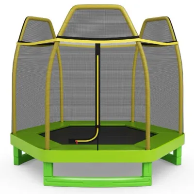 Ø223cm Kindertrampolin mit Sicherheitsnetz bis 150kg belastbar gelb