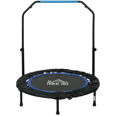 Fitnesstrampolin, klappbar, verstellbarer Haltegriff, Ø102x123H cm, bis 100 kg, Schwarz/Blau