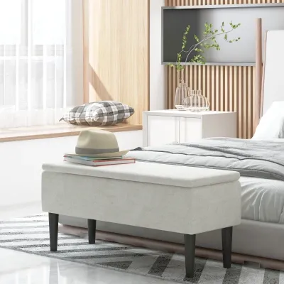 Sitzbank im Vintagedesign, Schuhbank, Truhe, Kaschmir-Optik, Beige + Schwarz