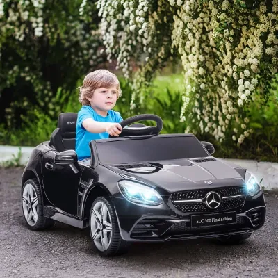 Kinder-Elektroauto Mercedes, mit LED-Scheinwerfern, Sicherheitsgurt, Hupe, Musik, 3-5 km/h, schwarz,