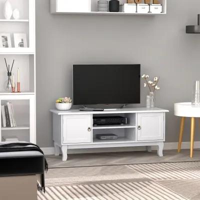 TV Lowboard Fernsehtisch Ständer Holzfüsse MDF Weiss