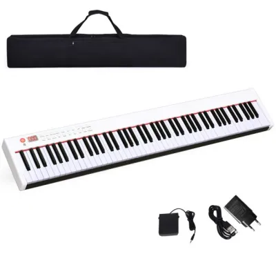 Digitales Klavier Piano mit 88 Tasten tragbares elektronisches Keyboard 127 x 21,5 x 6,5 cm Weiss