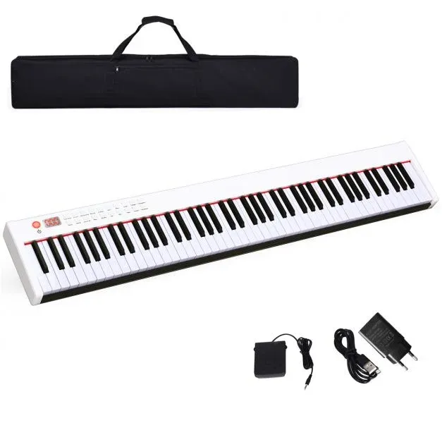 Digitales Klavier Piano mit 88 Tasten tragbares elektronisches Keyboard 127 x 21,5 x 6,5 cm Weiss