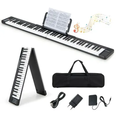 Faltbares 88-Tasten Digitalpiano Keyboard 137 x 16,5x 5 cm Schwarz