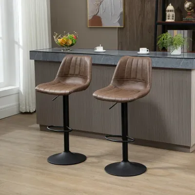 Barhocker 2er-Set im Retrodesign, mit Fussstütze, höhenverstellbar,