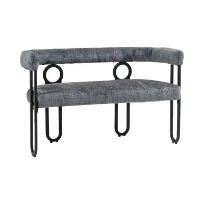 Doppelsofa, Sitzbank mit abgerundeter Rückenlehne, Chenille-Stoff, modernes Design, grau