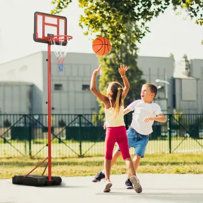 Basketballständer für Kinder 6+ Jahre, elektronische Punkteanzeige, 115-165 cm Korbhöhe, rot