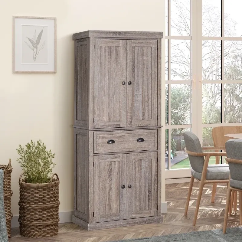 Schrank Hochschrank Kommode 6 verstellbare Ebenen mit Schublade MDF