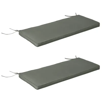 Set mit 2 abnehmbaren Gartenbankauflagen -120L x 50B cm - Füllung 5 cm - Bindeschnüre - Grau Set mit 2 abnehmbaren Gartenbankauflagen -120L x 50B cm - Füllung 5 cm - Bindeschnüre - Grau